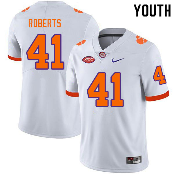 Youth #41 Andrew Roberts Clemson Tigers College Football Jerseys Sale-White - Click Image to Close